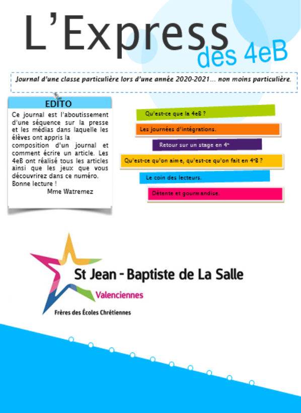 Les 4B En Projet - Saint Jean Baptiste De La Salle - Valenciennes